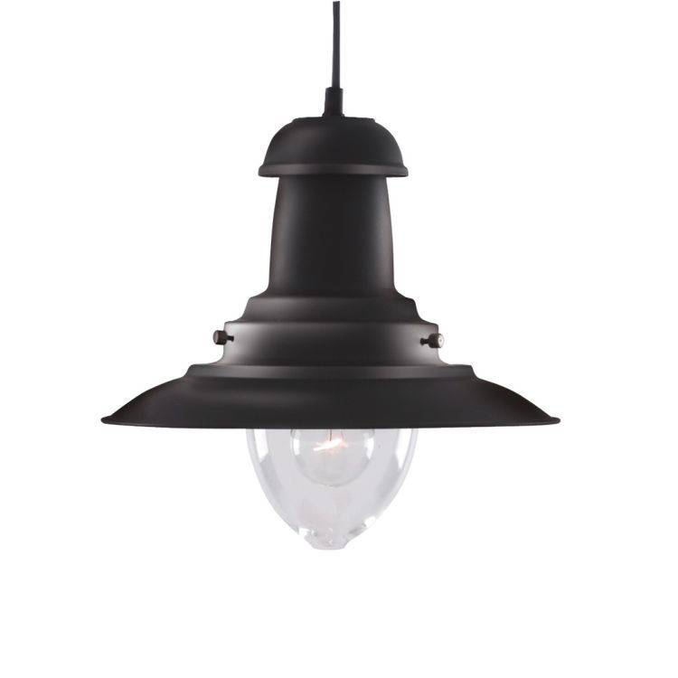 Searchlight Fisherman Black Ceiling Light Glass Shade - Comet Lighting