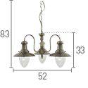 Searchlight Fisherman Brass 3 Light Fitting Seeded Glass Shades - Comet Lighting