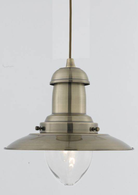 Searchlight Fisherman Brass Ceiling Light Glass Shade - Comet Lighting