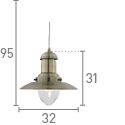 Searchlight Fisherman Brass Ceiling Light Glass Shade - Comet Lighting