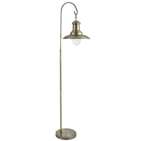 Searchlight Fisherman Brass Floor Lamp Glass Shade - Comet Lighting