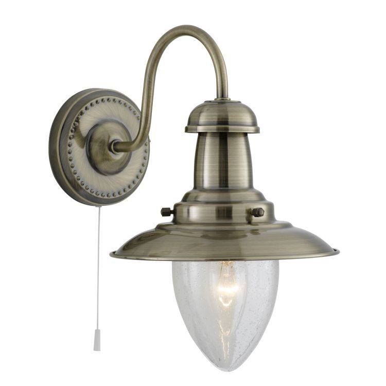 Searchlight Fisherman Brass Wall Light Glass Shade - Comet Lighting