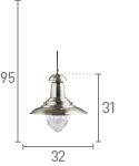 Searchlight Fisherman Ceiling Light Glass Shade Silver - Comet Lighting