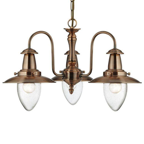 Searchlight Fisherman Copper 3 Light Seeded Glass Shades - Comet Lighting