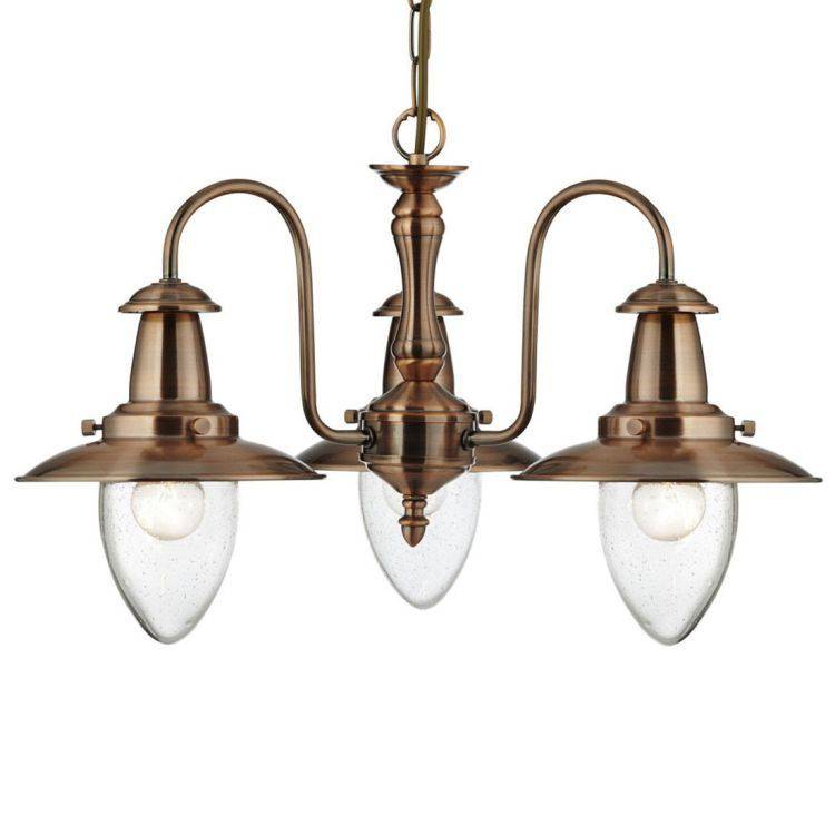 Searchlight Fisherman Copper 3 Light Seeded Glass Shades - Comet Lighting