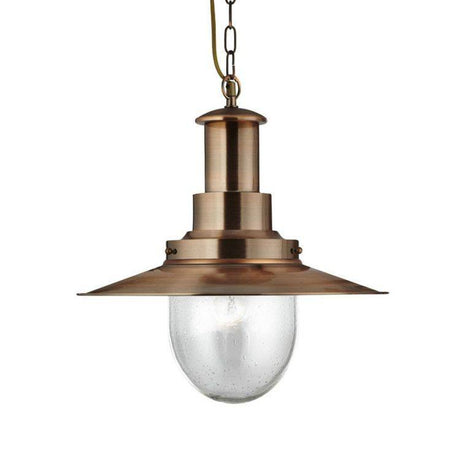 Searchlight Fisherman Copper Ceiling Light Seeded Glass Shade - Comet Lighting