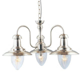 Searchlight Fisherman Silver 3 Light Fitting Seeded Glass Shades - Comet Lighting