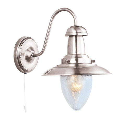 Searchlight Fisherman Silver Wall Light Glass Shade - Comet Lighting