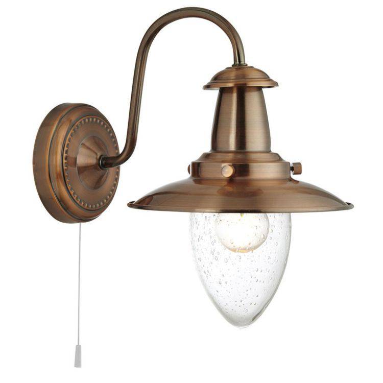 Searchlight Fisherman Wall Light Glass Shade Copper - Comet Lighting