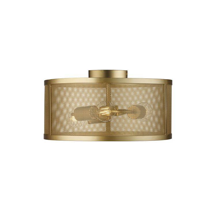 Searchlight Fishnet 3Lt Drum Flush Matt Gold - Comet Lighting