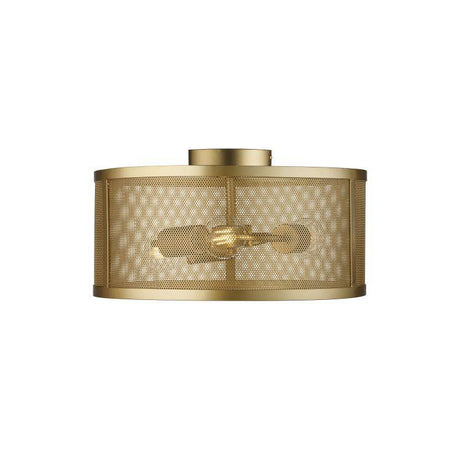 Searchlight Fishnet 3Lt Drum Flush Matt Gold - Comet Lighting