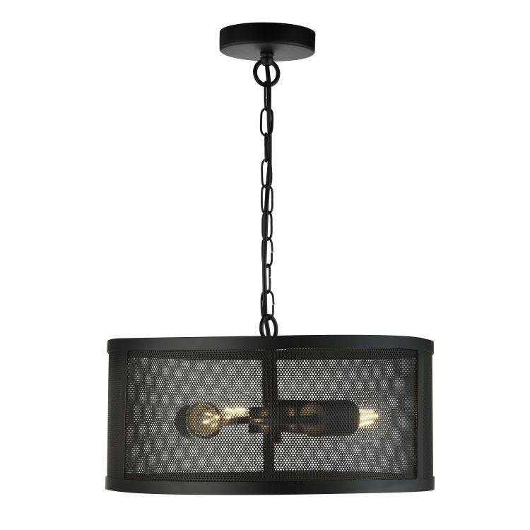 Searchlight Fishnet 3Lt Drum Pendant Matt Black - Comet Lighting