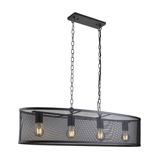 Searchlight Fishnet 4Lt Oval Pendant Matt Black - Comet Lighting