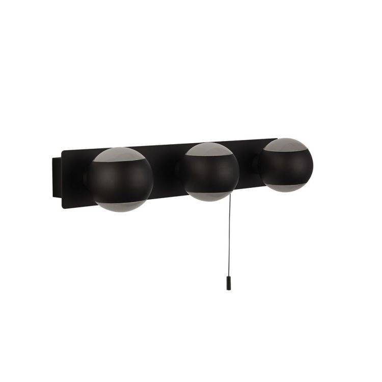 Searchlight Flare 3Lt Bathroom Wall Light-Black Metal & Acid Glass| IP44 - Comet Lighting