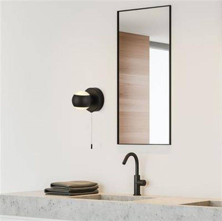 Searchlight Flare Bathroom Wall Light - Black Metal & Acid Glass| IP44 - Comet Lighting