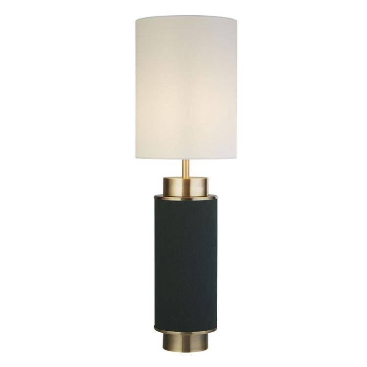 Searchlight Flask Table Lamp - Dark Green & Antique Brass| White Shade - Comet Lighting