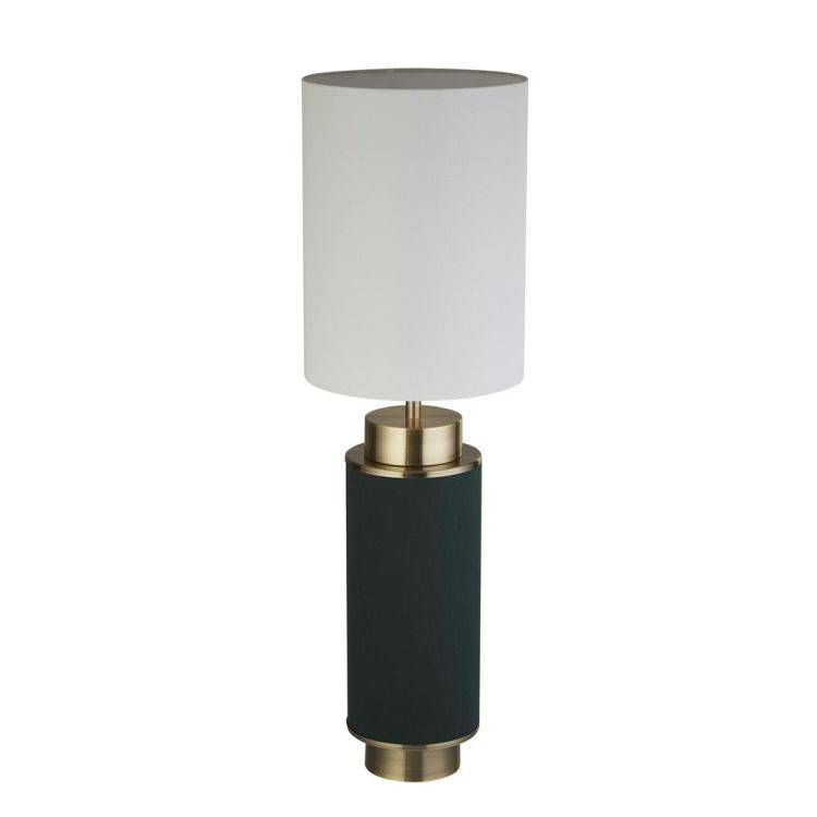 Searchlight Flask Table Lamp - Dark Green & Antique Brass| White Shade - Comet Lighting