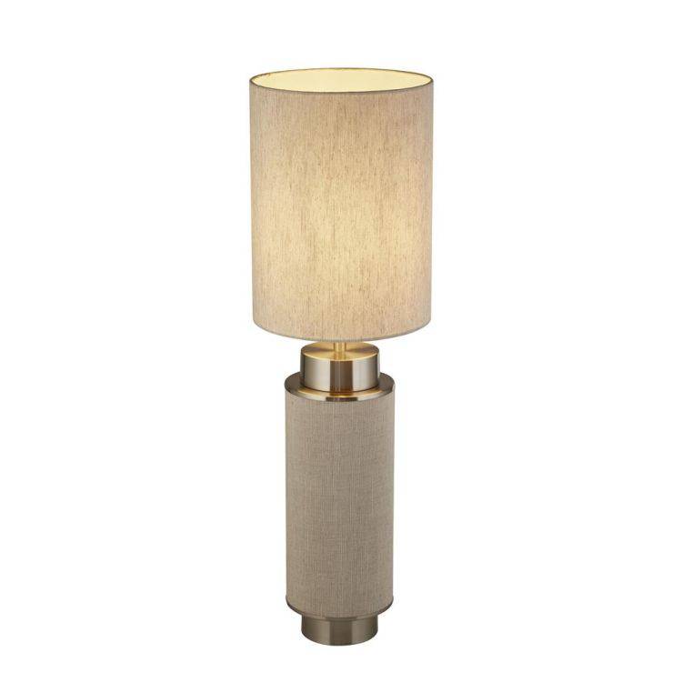 Searchlight Flask Table Lamp -Natural Hessian with Satin Nickle - Comet Lighting