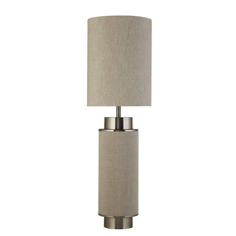 Searchlight Flask Table Lamp -Natural Hessian with Satin Nickle - Comet Lighting