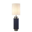 Searchlight Flask Table Lamp - Navy Linen with Black Nickel| White Shade - Comet Lighting