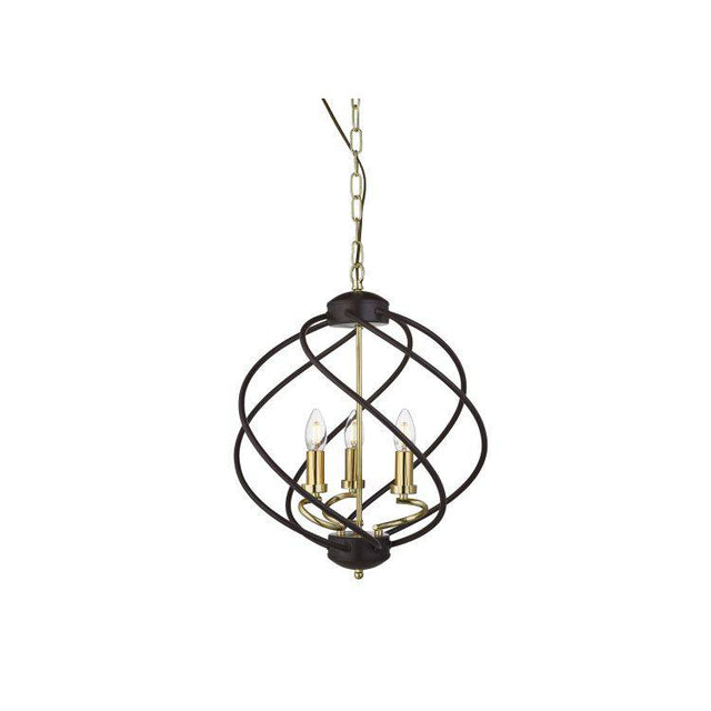 Searchlight Flow 3Lt Pendant. Black/Gold - Comet Lighting