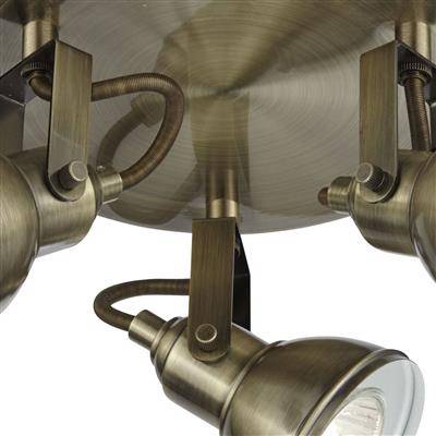 Searchlight Focus 3Lt Industrial Ceiling Spotlight - Antique Brass - Comet Lighting