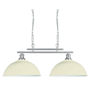 Searchlight Fusion 2Lt Bar Ceiling Pendant - Cream Metal Shades - Comet Lighting