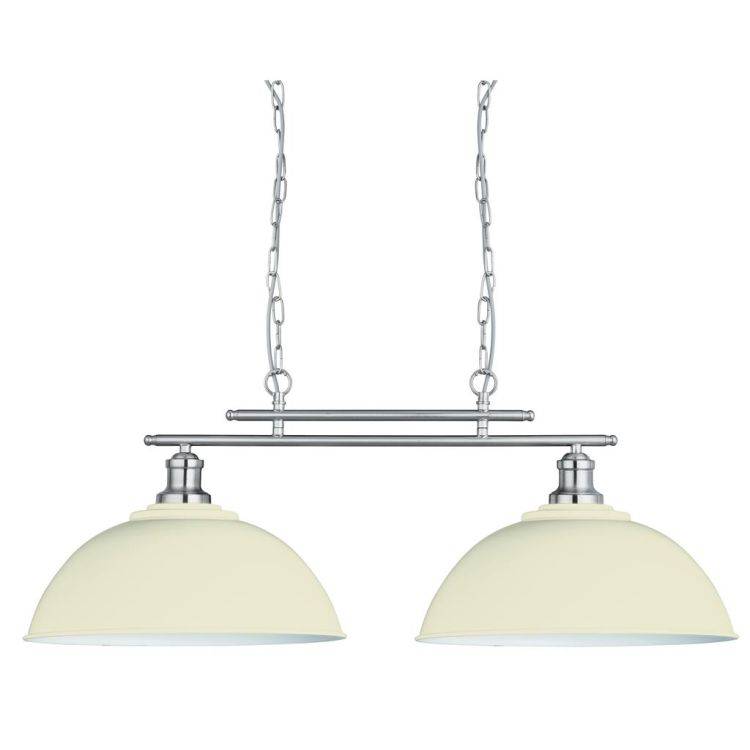 Searchlight Fusion 2Lt Bar Ceiling Pendant - Cream Metal Shades - Comet Lighting