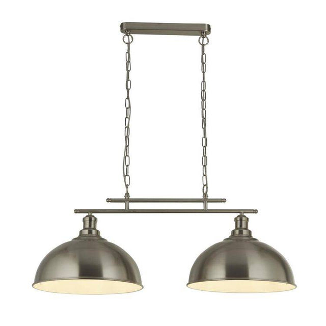 Searchlight Fusion 2Lt Bar Ceiling Pendant - Satin Silver Metal Shades - Comet Lighting