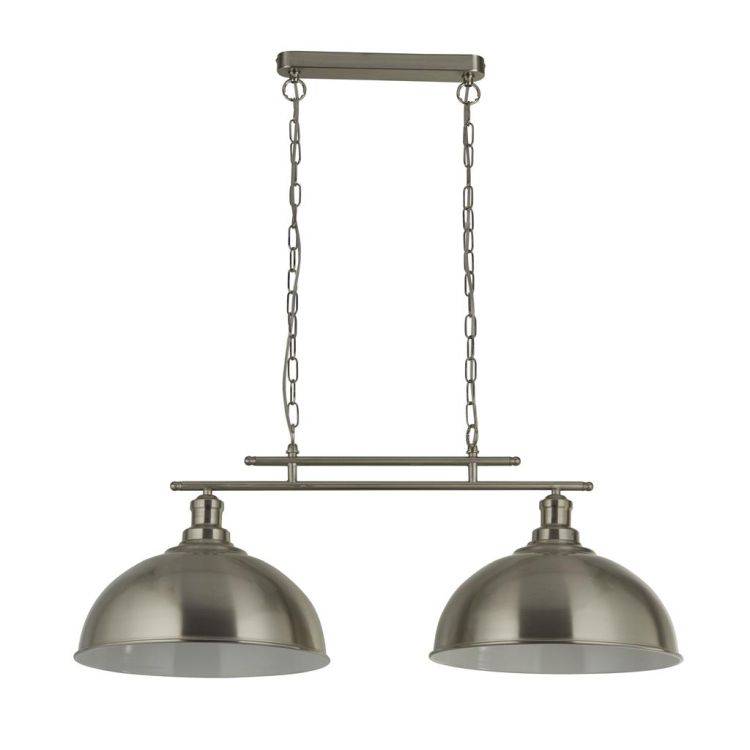 Searchlight Fusion 2Lt Bar Ceiling Pendant - Satin Silver Metal Shades - Comet Lighting