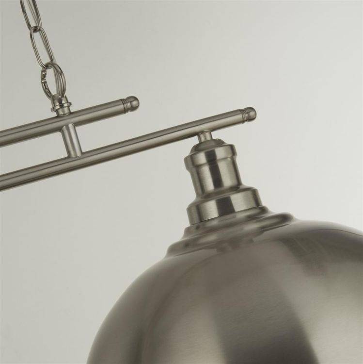 Searchlight Fusion 2Lt Bar Ceiling Pendant - Satin Silver Metal Shades - Comet Lighting