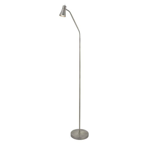 Searchlight Fusion| Floor Lamp 1Lt With Flexi Head| Satin Silver - Comet Lighting