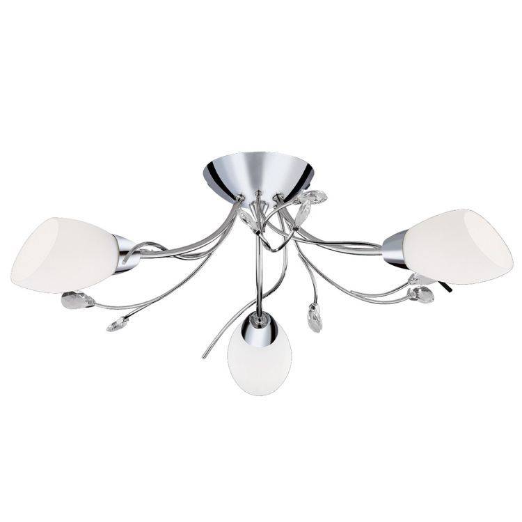 Searchlight Gardenia Chrome 3 Light Crystal Detail Glass Shades - Comet Lighting