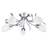 Searchlight Gardenia Chrome 5 Light Crystal Detail Glass Shades - Comet Lighting