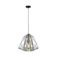 Searchlight Geometric Cage 1Lt Pendant| Matt Black With Satin Brass - Comet Lighting