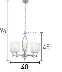 Searchlight Gina Chrome 5 Light Fitting White Glass Cylinder Shades - Comet Lighting