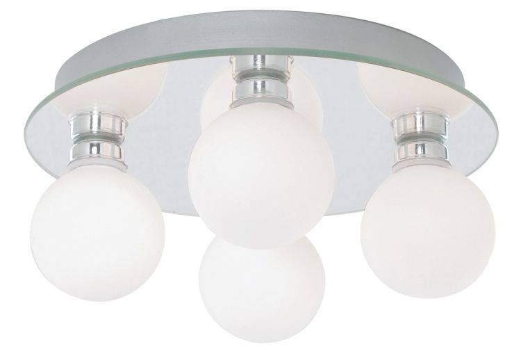 Searchlight Globe Chrome 4 Light Flush Glass Shades - Comet Lighting