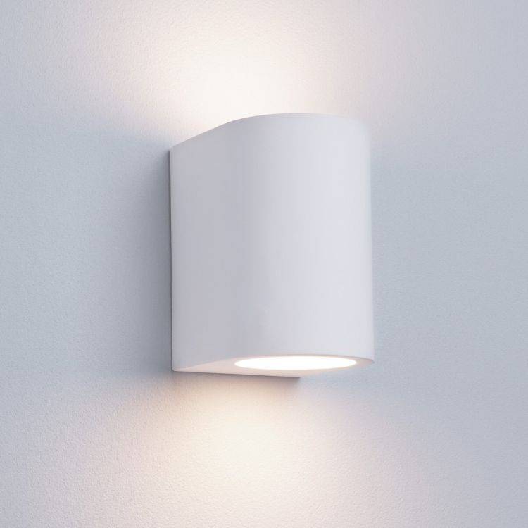 Searchlight Gypsum White Plaster Curved Cylinder Light Adjustable Colours - Comet Lighting