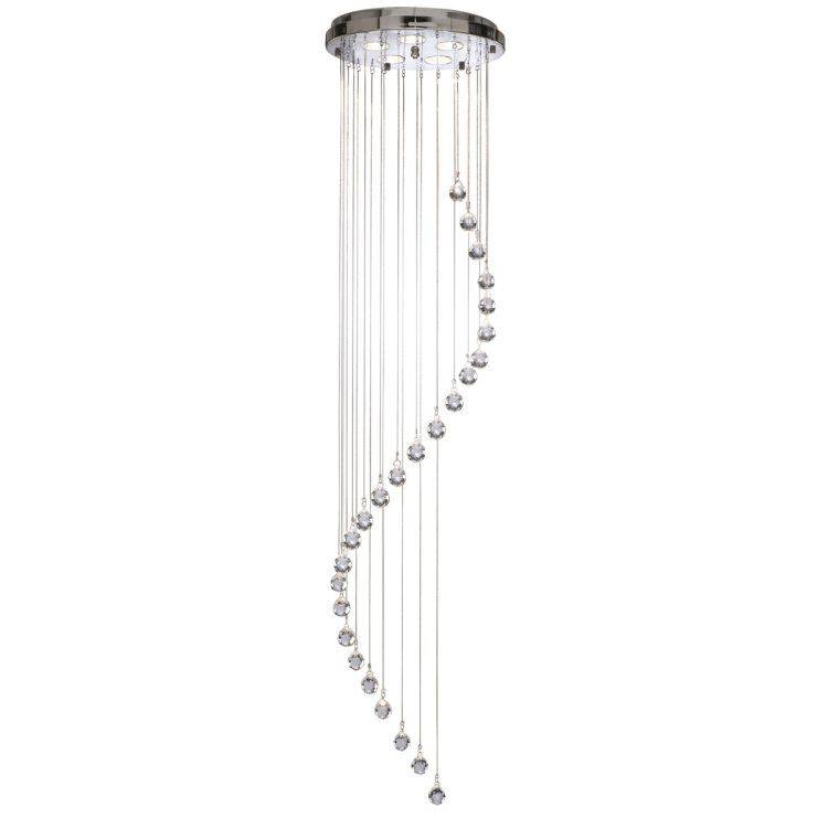 Searchlight Hallway Chrome 5 Light Multi-Drop Pendant Crystal Balls - Comet Lighting