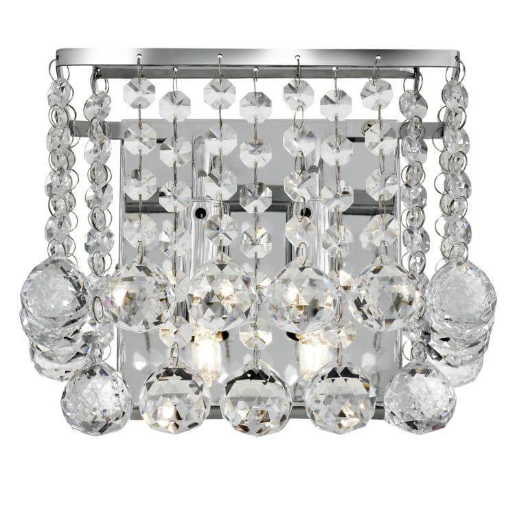 Searchlight Hanna Chrome 2 Light Square Bracket Crystal Balls - Comet Lighting