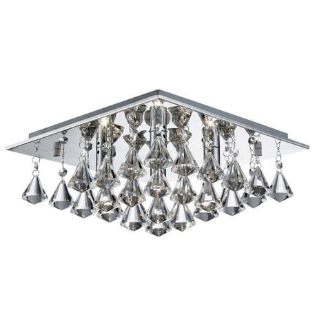 Searchlight Hanna Chrome 4 Light Ceiling Fitting Crystal Drops - Comet Lighting