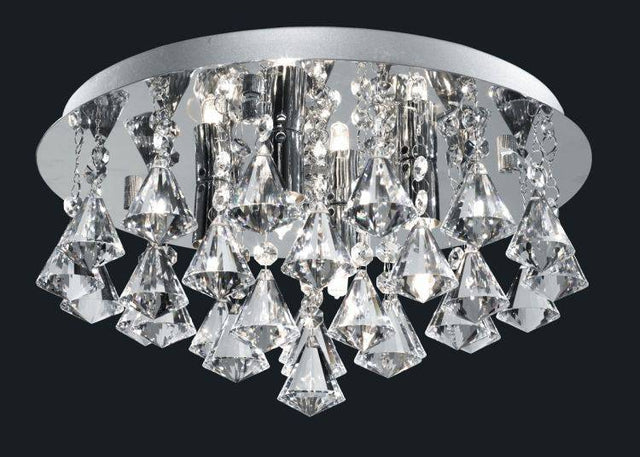 Searchlight Hanna Chrome 4 Light Semi-Flush Diamond Shape Crystals - Comet Lighting