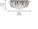 Searchlight Hanna Chrome 4 Light Square Semi Flush Crystal Balls - Comet Lighting