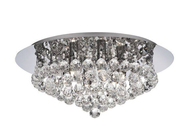 Searchlight Hanna Chrome 6 Light Semi-Flush Crystal Balls - Comet Lighting