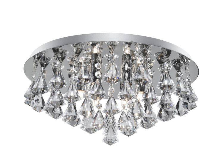 Searchlight Hanna Chrome 6 Light Semi-Flush Diamond Shape Crystals - Comet Lighting