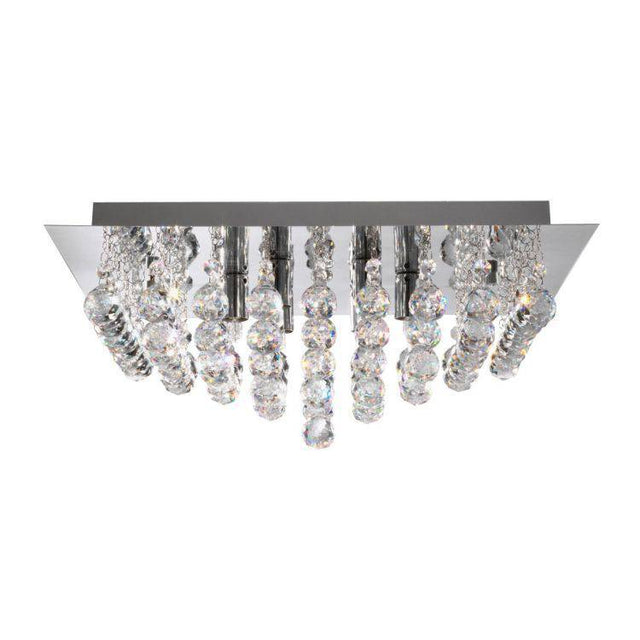 Searchlight Hanna Chrome 6 Light Square Semi Flush Crystal Balls - Comet Lighting