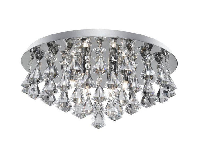 Searchlight Hanna Chrome 8 Light Semi Flush Diamond Shape Crystals - Comet Lighting