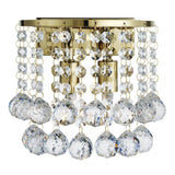 Searchlight Hanna Gold 2 Light Round Wall Bracket Crystal - Comet Lighting