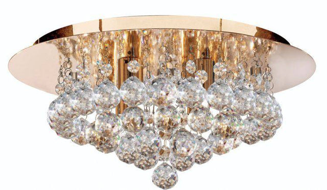 Searchlight Hanna Gold 4 Light Semi-Flush Crystal Balls - Comet Lighting