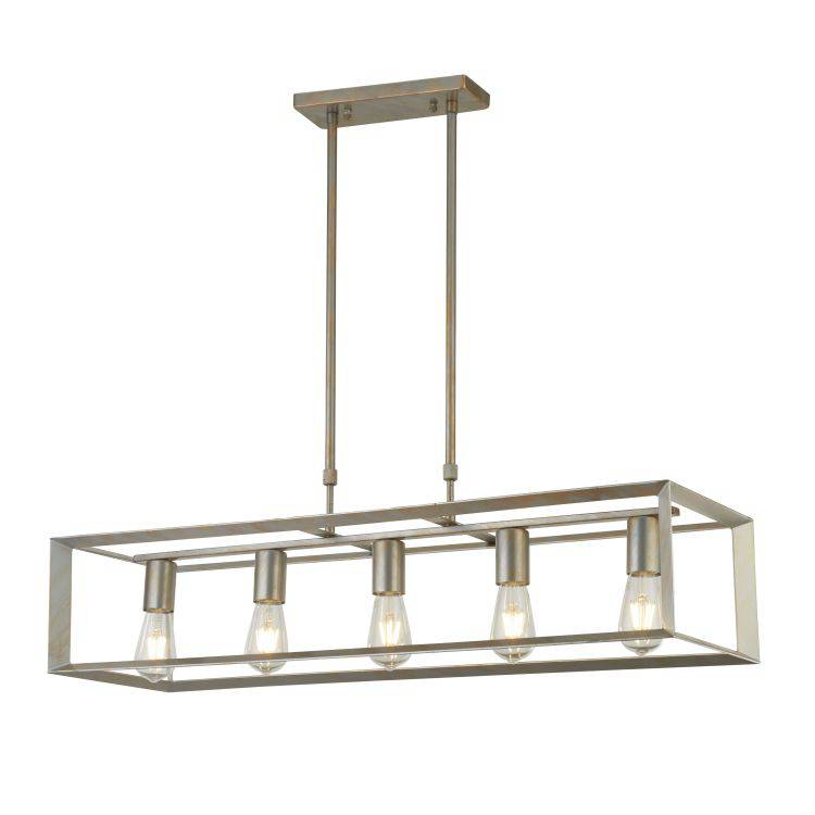 Searchlight Heaton 5Lt Oblong Pendant| Brushed Silver Gold Finish - Comet Lighting